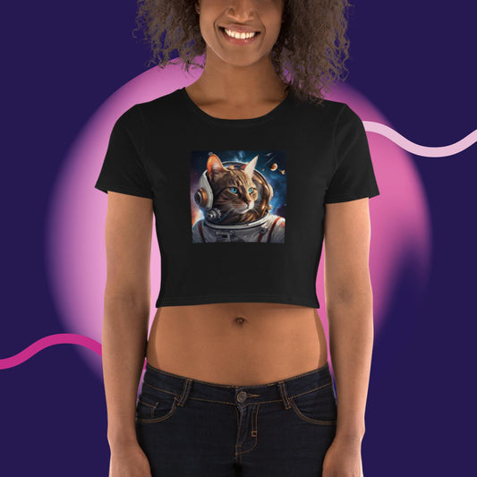 "Astronaut Cat Odyssey" Women's Crop Top T-Shirt